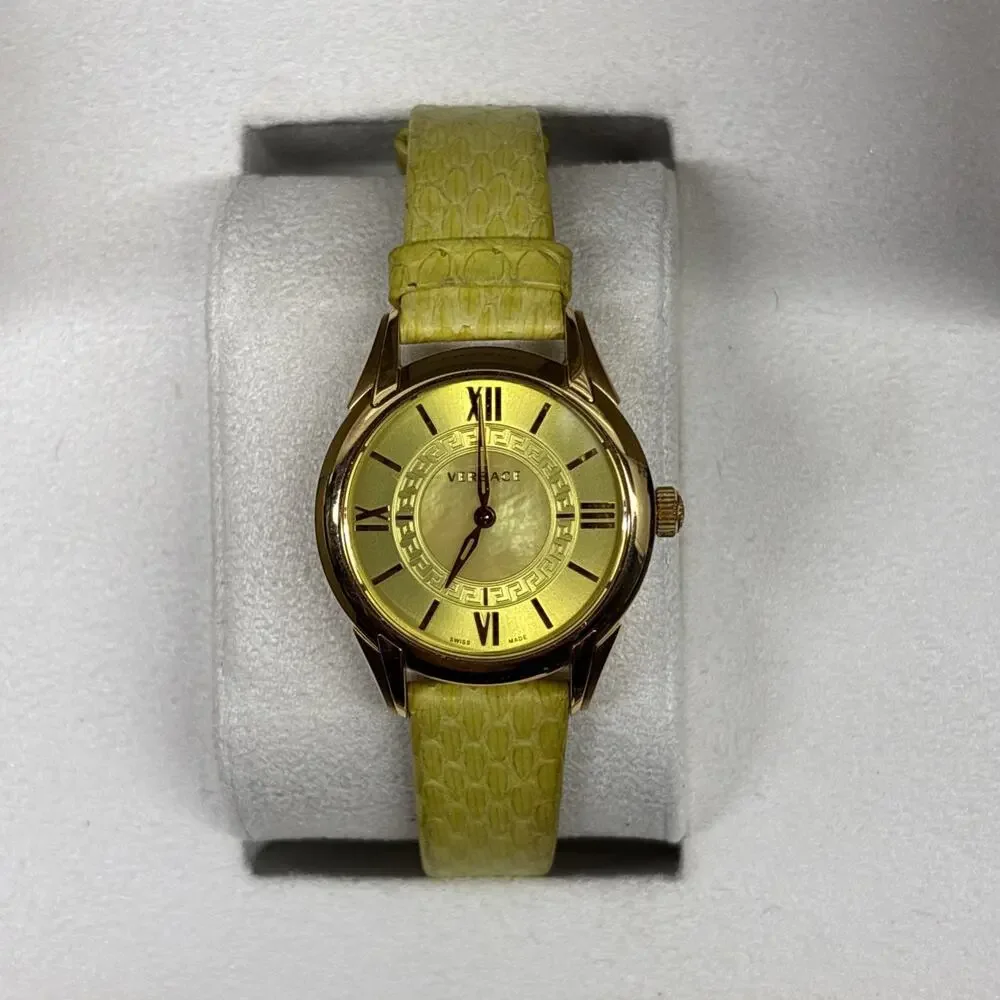 Versace Women's VFF050013 Dafne Rose Gold Ion Plated Steel Yellow Leather Watch
